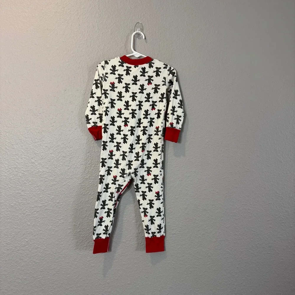 Hanna Andersson Disney Size 3 90cm White‎ Minnie Mouse One Piece Zip Pajamas